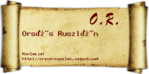 Orsós Ruszlán névjegykártya